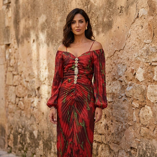 Gregoria | Deep-Neck Floral Long Dress