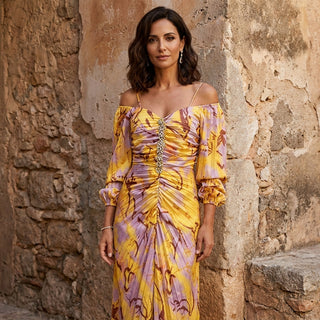 Gregoria | Deep-Neck Floral Long Dress
