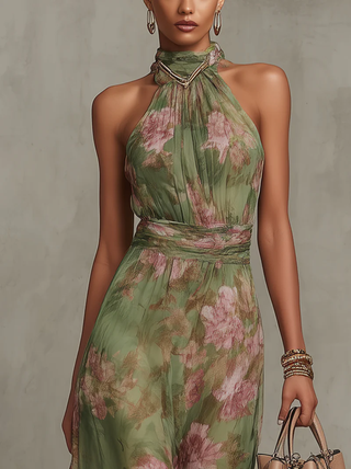 Lidia | Floral Halter Maxi Dress