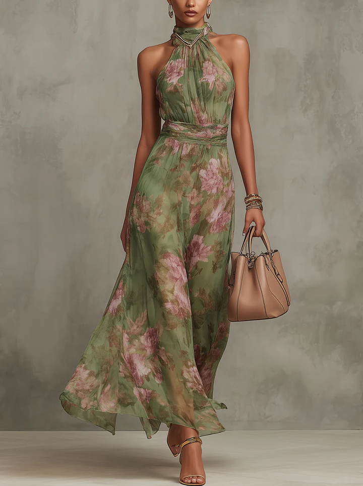 Lidia | Floral Halter Maxi Dress