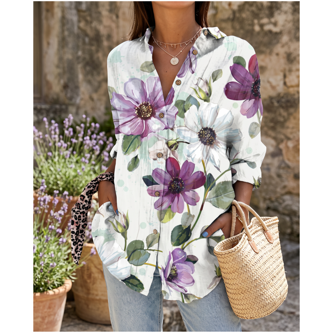 Ashcroft Vintage Floral Print Blouse in purple floral