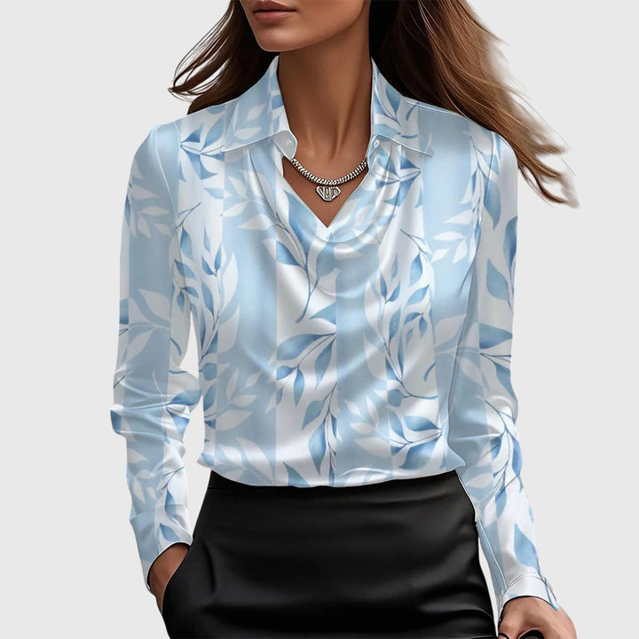 Silvia | Pleated-Collar Shimmer Blouse
