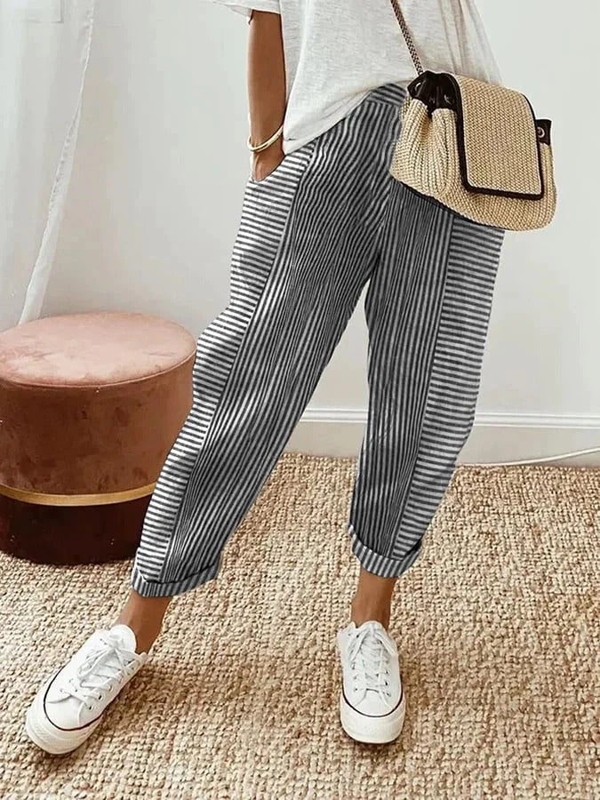 Ashcroft | Striped Linen-Blend Trousers