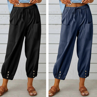 Ashcroft | Lidia Wide-Leg Cotton and Linen Trousers