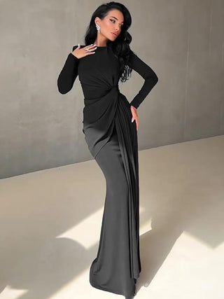 Ashcroft Elegant Ruched Bodycon Dress with Padded Shoulders