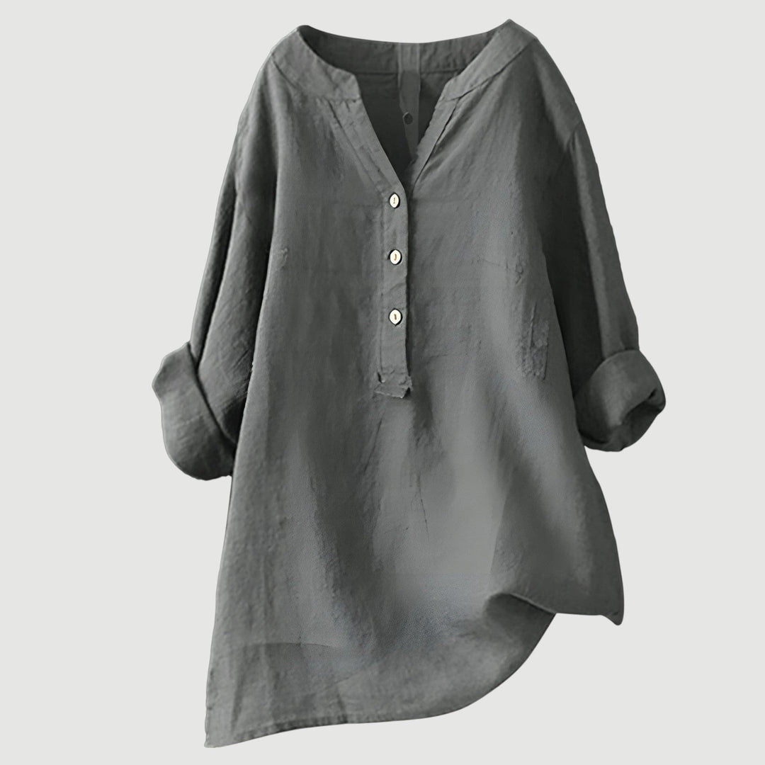 Ashcroft | Linen Blend Button-Through Blouse