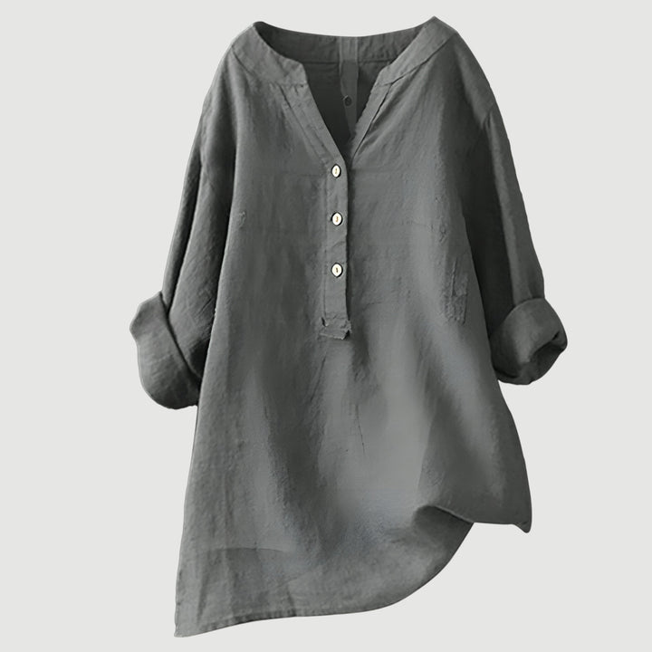 Ashcroft | Linen Blend Button-Through Blouse
