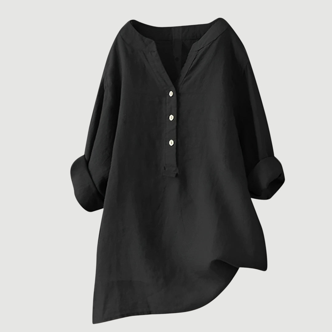 Ashcroft | Linen Blend Button-Through Blouse