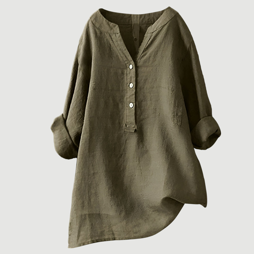 Ashcroft | Linen Blend Button-Through Blouse