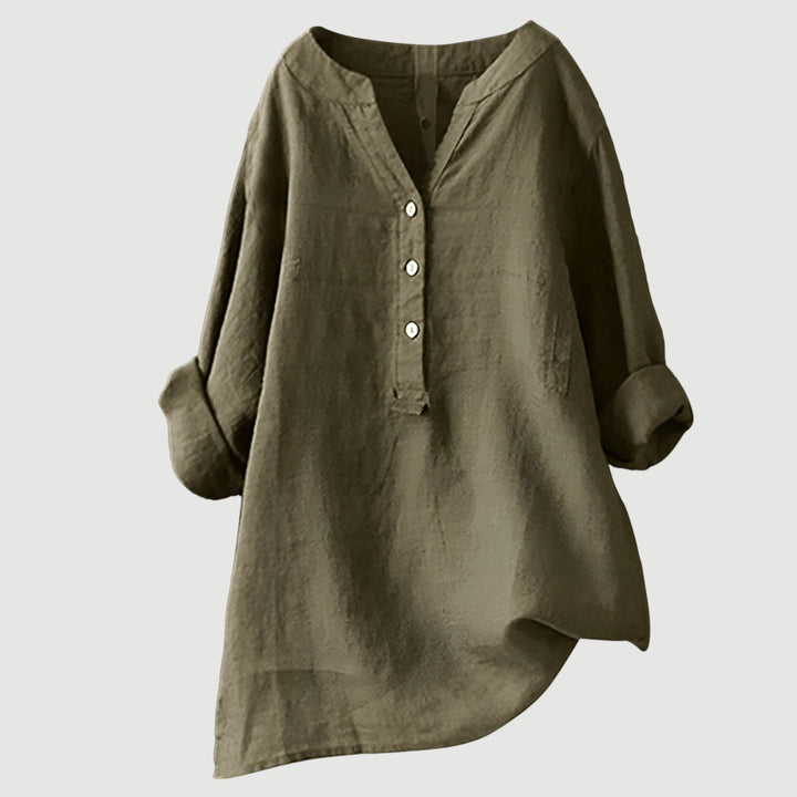 Ashcroft | Linen Blend Button-Through Blouse