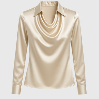 Silvia | Pleated-Collar Shimmer Blouse