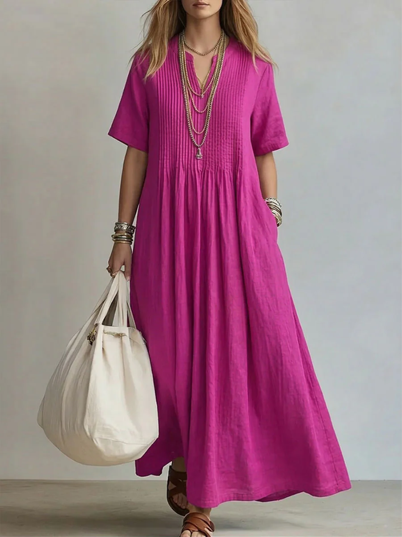 Ashcroft | Pintuck Front Linen Look Maxi Dress