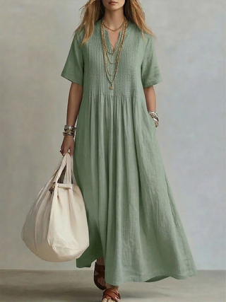 Ashcroft | Pintuck Front Linen Look Maxi Dress
