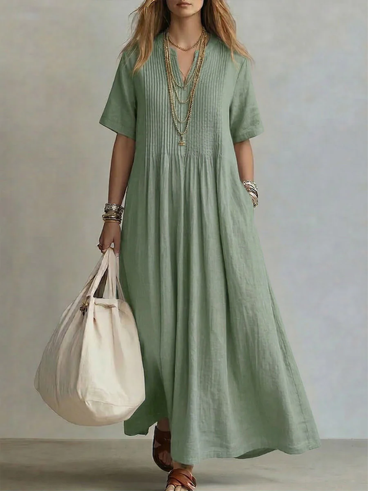 Ashcroft | Pintuck Front Linen Look Maxi Dress