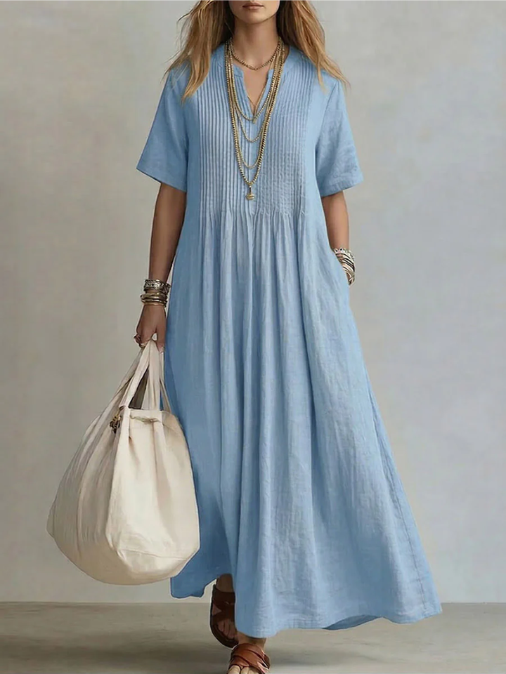 Ashcroft | Pintuck Front Linen Look Maxi Dress
