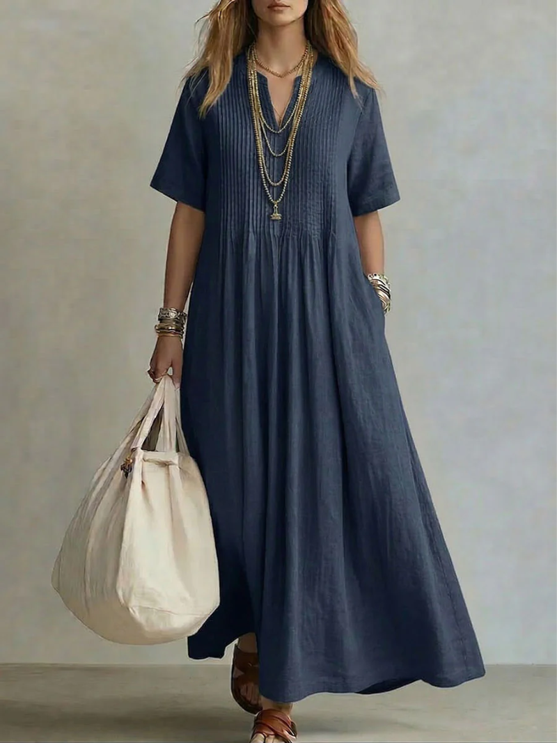 Ashcroft | Pintuck Front Linen Look Maxi Dress