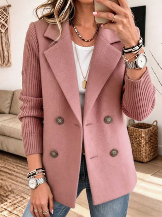 Carla | Knit-Sleeve Double-Breasted Blazer