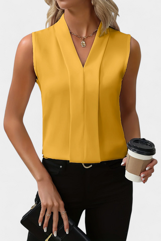 Nela | Sleeveless V-Neck Flowing Blouse
