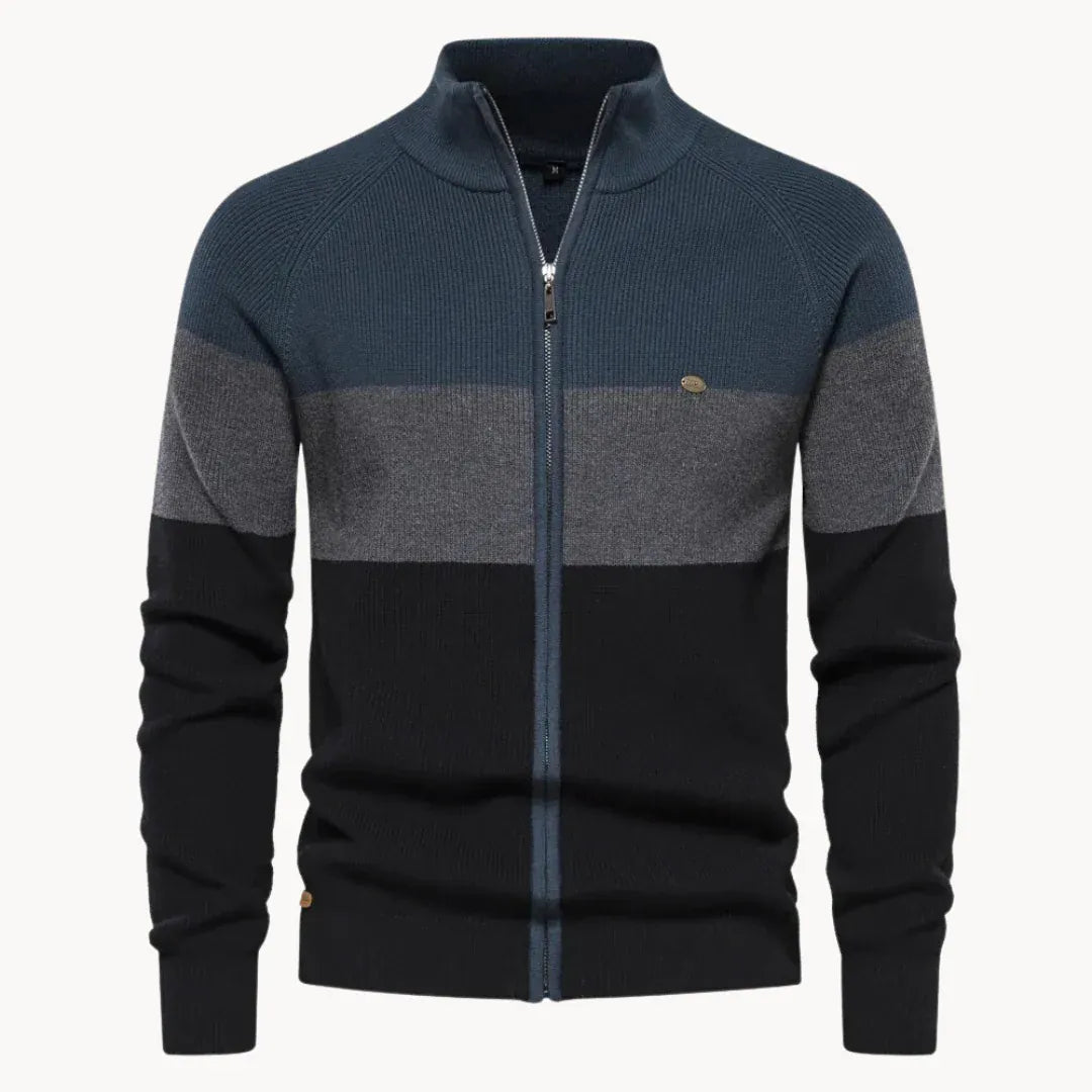 DONACCI Colorblock Zip Cardigan