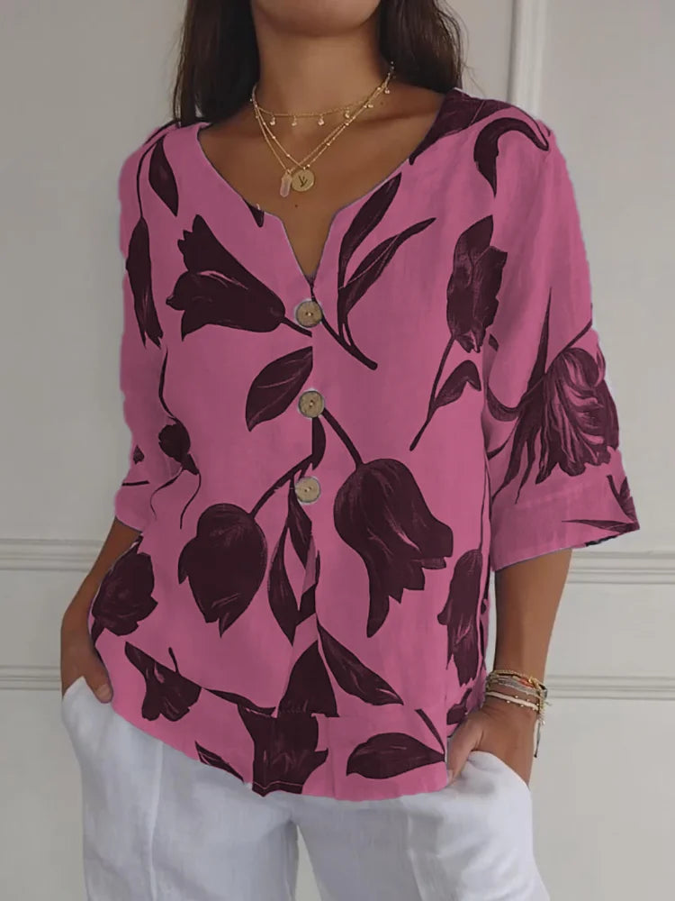 Ashcroft | Lara Floral V-Neck Blouse
