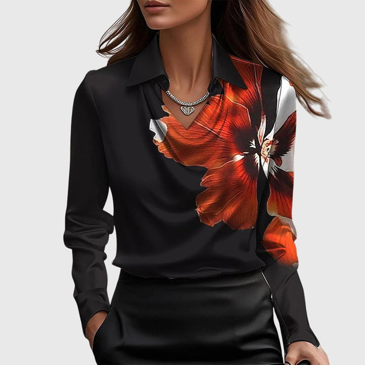 Silvia | Pleated-Collar Shimmer Blouse