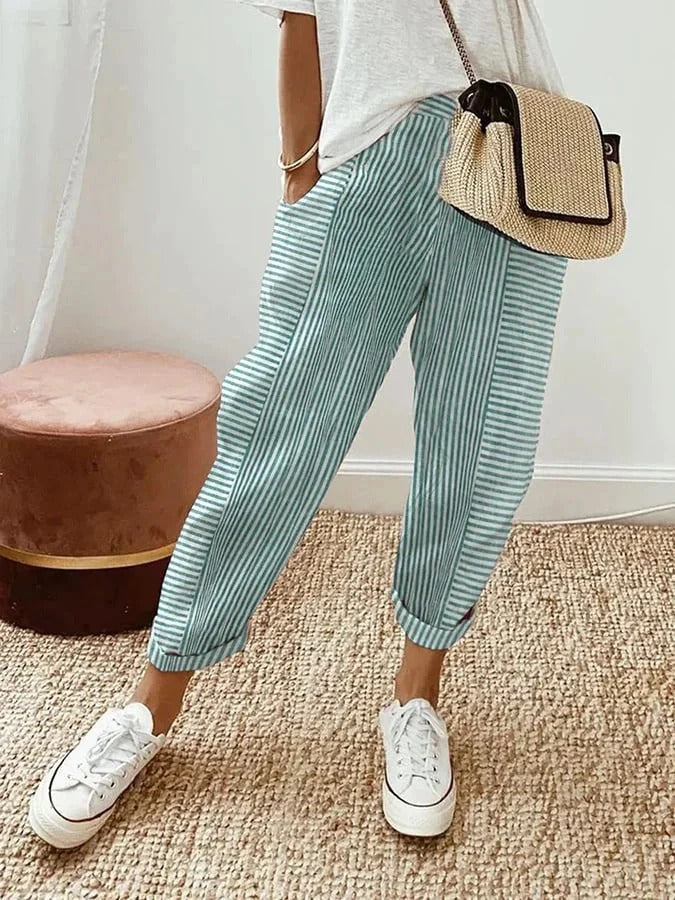 Ashcroft | Striped Linen-Blend Trousers