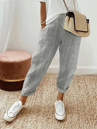 Ashcroft | Striped Linen-Blend Trousers
