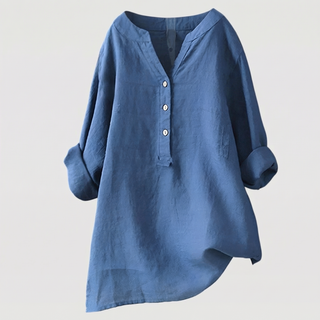 Ashcroft | Linen Blend Button-Through Blouse