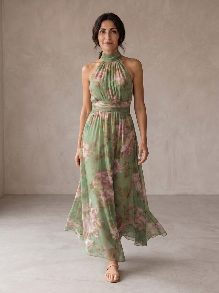 Lidia | Floral Halter Maxi Dress