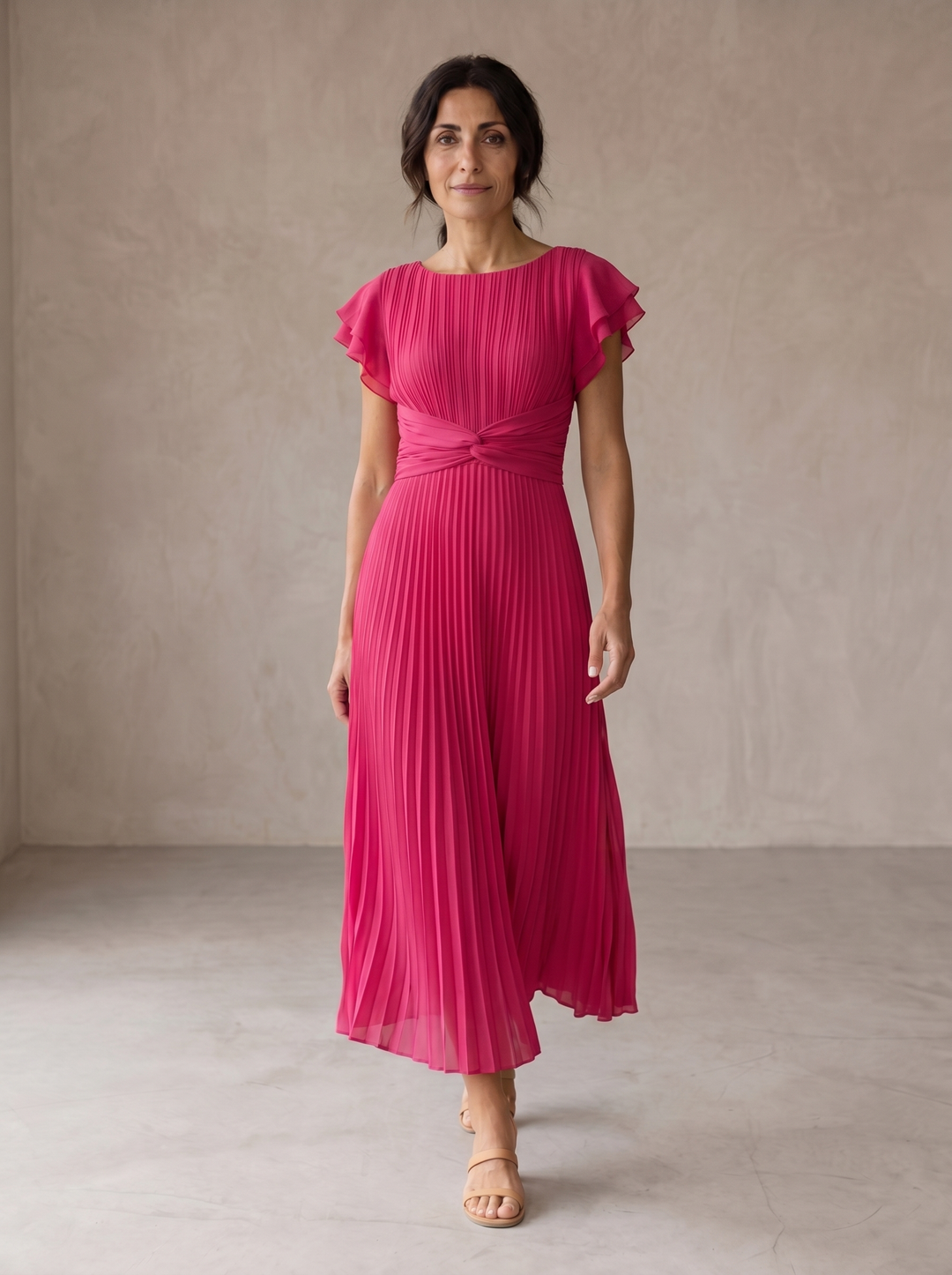 Seraphina | Pleated Maxi Dress with Tie Waist