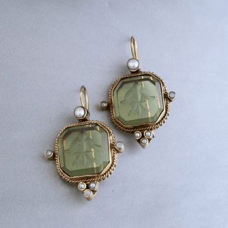 Ashcroft | Galena Vintage Green Pearl Drop Earrings
