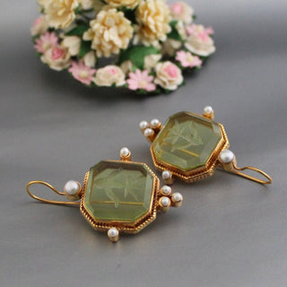 Ashcroft | Galena Vintage Green Pearl Drop Earrings