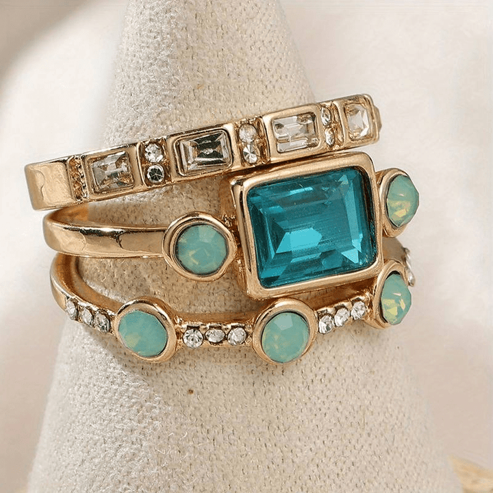 Ashcroft | Luminara Vintage Blue Crystal Statement Ring