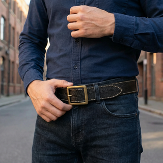Ashcroft | Dalton Genuine Leather Brass Buckle Belt