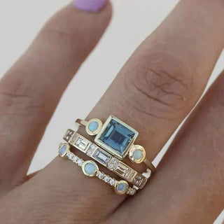Ashcroft | Luminara Vintage Blue Crystal Statement Ring