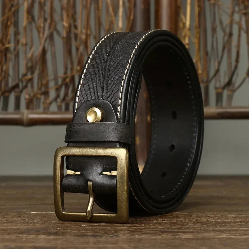 Ashcroft | Dalton Genuine Leather Brass Buckle Belt
