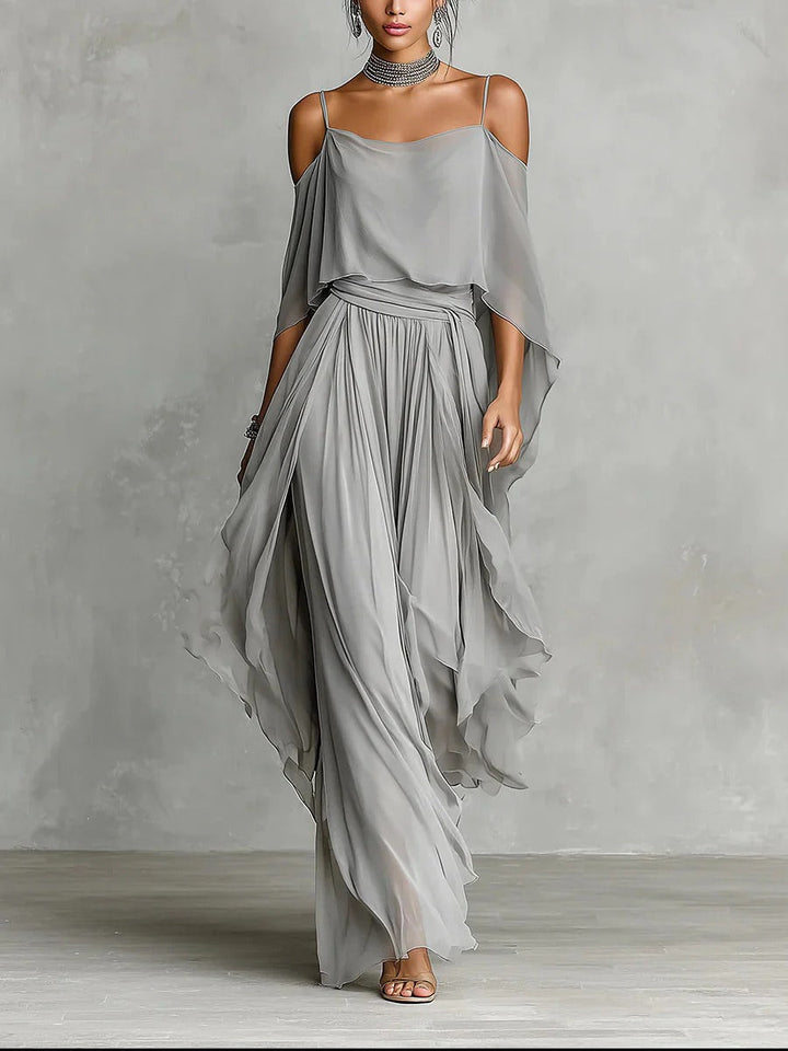 Clarissa | Cold-Shoulder Draped Two-Piece Set