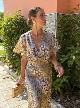 Higinia | Copper-Tone Printed Midi Dress