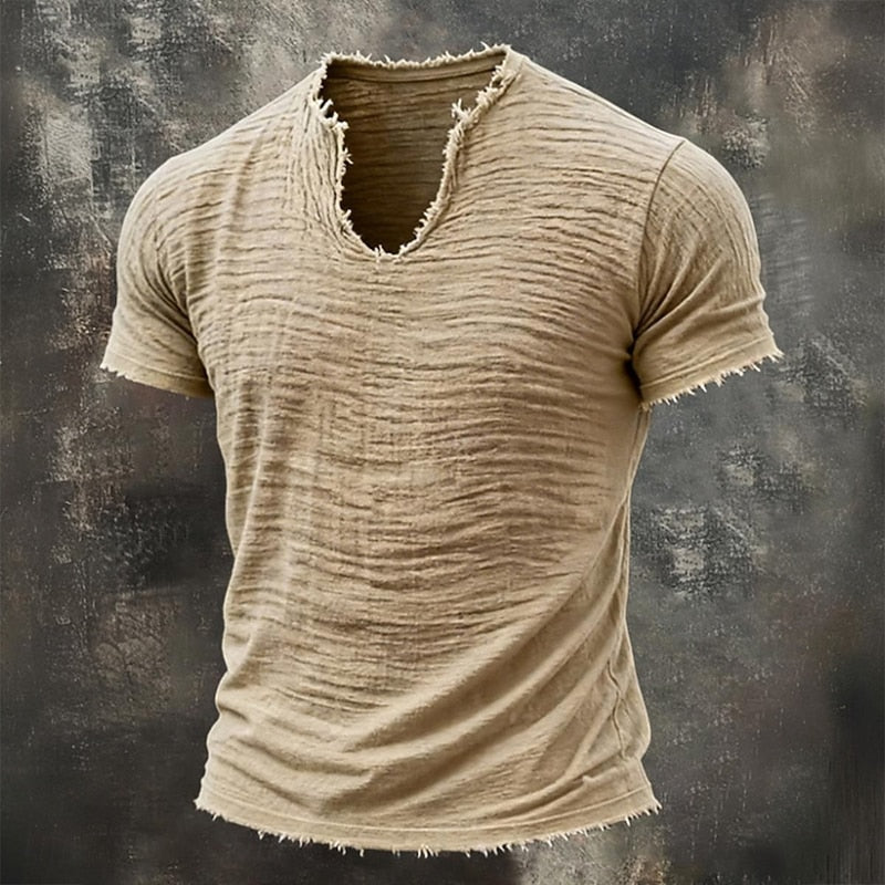 Ashcroft | Raw Edge V Neck T Shirt