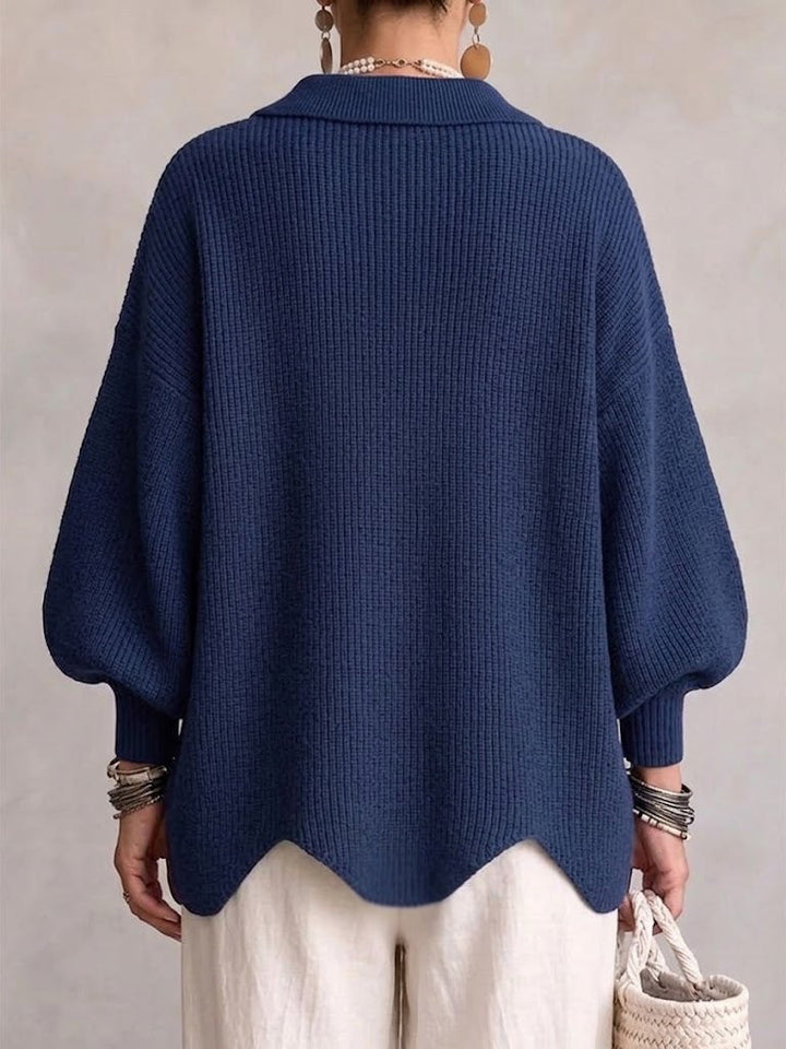 Back view of the oversized ribbed cardigan
