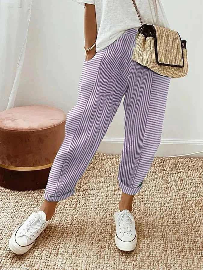 Ashcroft | Striped Linen-Blend Trousers