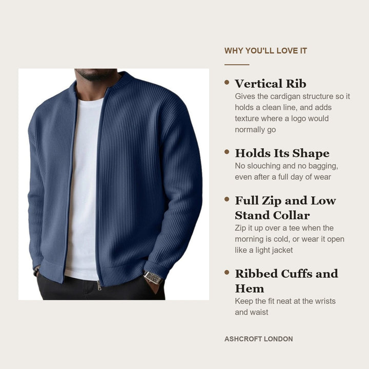 Ribbed Zip Cardigan – key features
