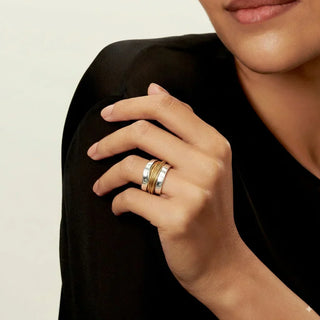 Silver Ring with Gold Thread Detail