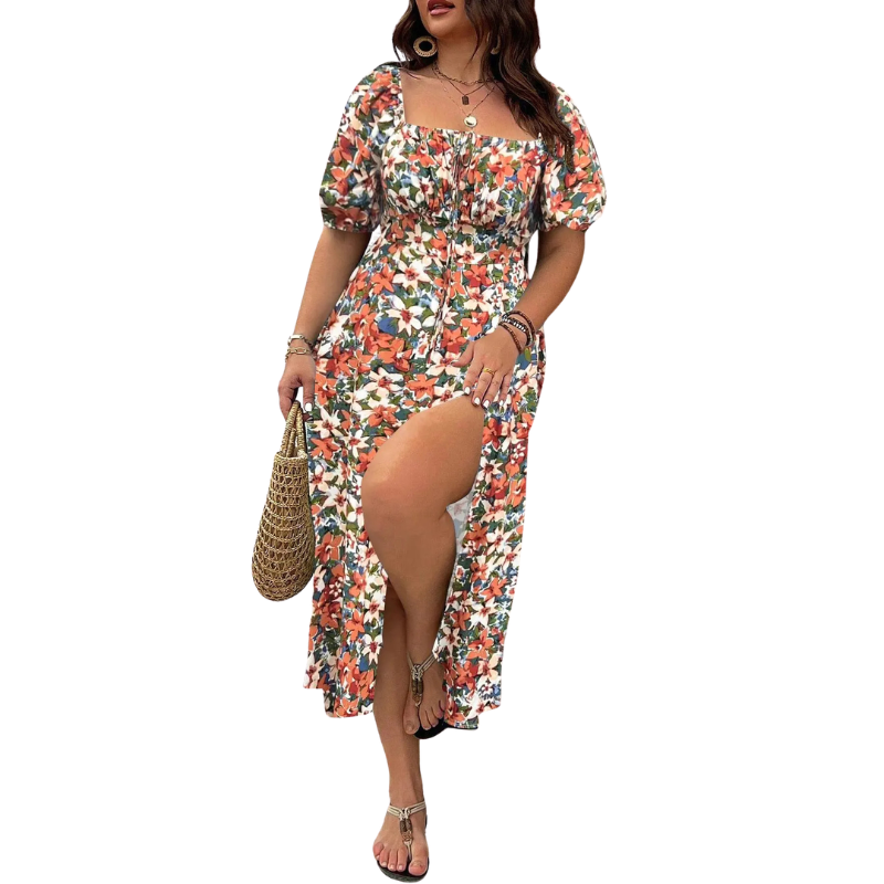Ashcroft Elegant Plus Size Tie Front Floral Dress – view 9