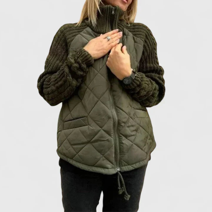 Rosalyn | Quilted Knit-Sleeve Jacket