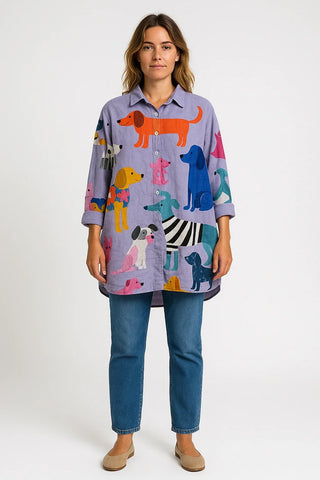 Ashcroft | Long Blouse with Playful Dog Print