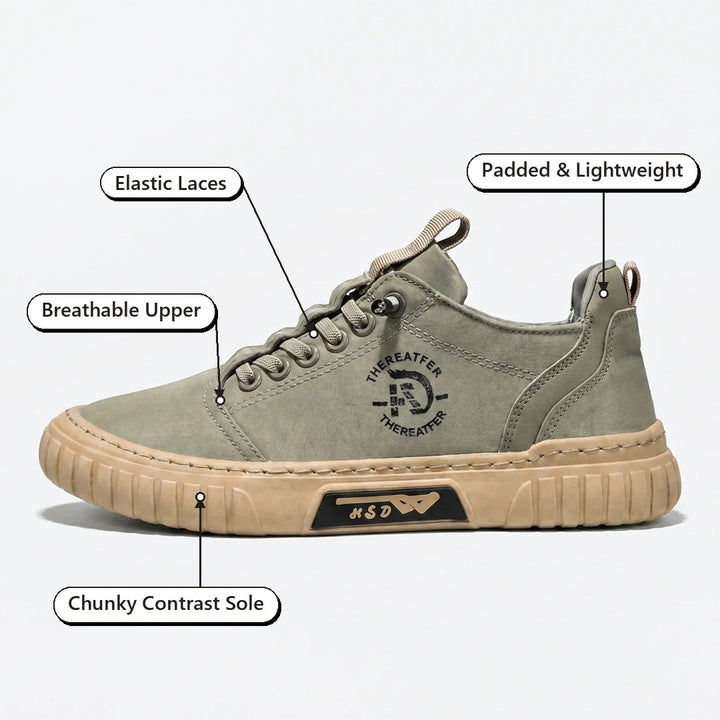 Urban Casual Sneakers – Elastic Laces, Breathable Upper, Padded & Lightweight, Chunky Contrast Sole